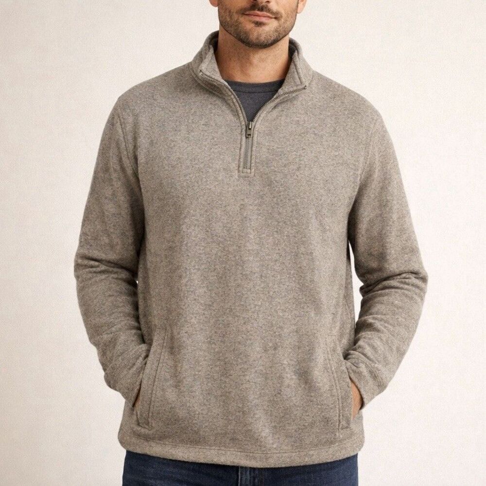 Croft & Barrow Men’s XL Quarter Zip Pullover Fleece Brown NWT Pockets